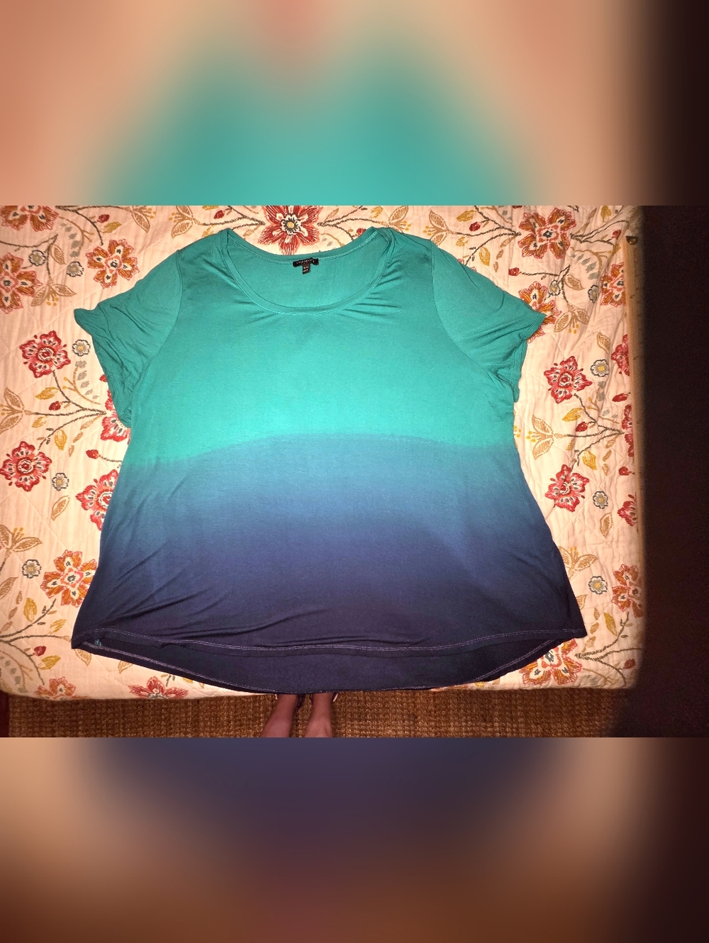 SOLD Lane Bryant teal and navy ombre shirt size 22/24